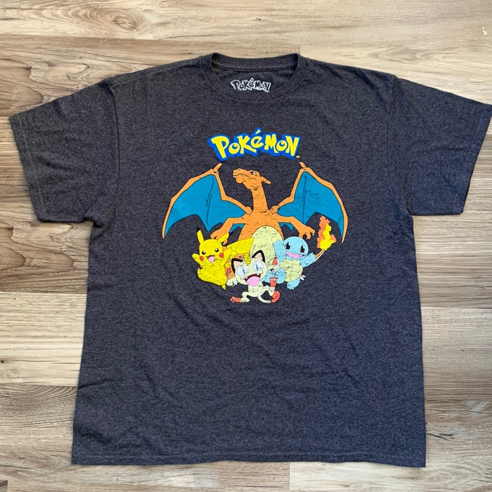Pokeman Shirt Large Charizard Pikachu Squirtle Meowth Image Print Shirt L